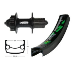 Roue Arrière VTT Exal XL 25 26" (25-559) 36T Moyeu Deore Disque 8/11V