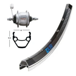 Roue Arrière Vitesse Intégrée Shimano/Exal Nexus 8V Rétropédalage28'